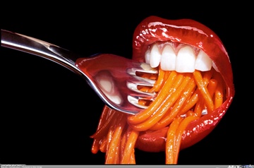 1133327317619 mouth, spaghetti and a fork