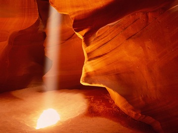 Antelope Canyon with a beam of light, Arizona, USA