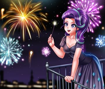 Starlight Glimmer watching New Year's fireworks by racoon-kun