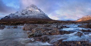 Stob Dearg from River Coupall near junction with the Etive, Buachaille Etive Mor, Scotland