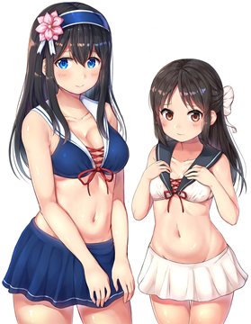 (e) Sagisawa Fumika and Tachibana Arisu in sailor bikini