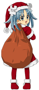 Wikipe-tan in Santa clothes carrying a bag of toys (extracted)