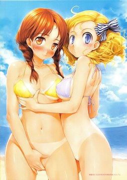 ! (y) two girls by ishikei, boobs touching