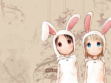 1115432873733 two rabbit girls (wallpaper)