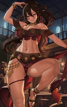 (e) Primrose Azelhart performing in the bar in a harem outfit by lasterk