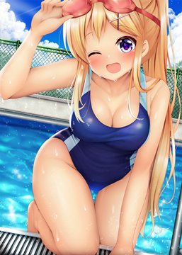 (e) Kujou Karen getting out of the pool by minato