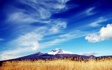 dry grass, mountains