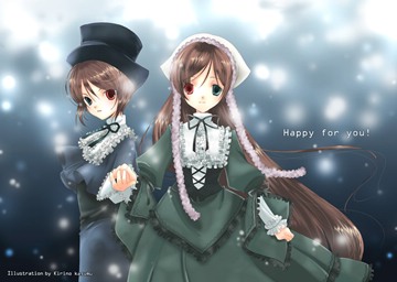 Happy for you - two girls in old-style clothes, Suisei and Sousei Seki