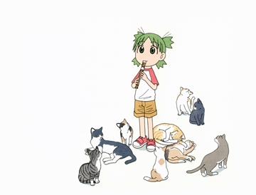Yotsuba playing the recorder for cats