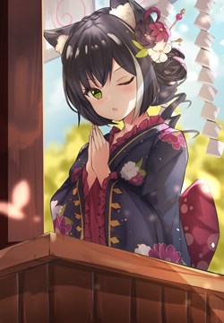catgirl Kiruya Momochi in a kimono by runep