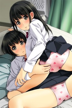 (e) 2 girls showing pink pantsu together