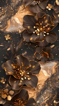 brown flowers on marble background (AI)