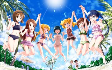 (e) kin-iro mosaic girls jumping together in shallow water by ruu