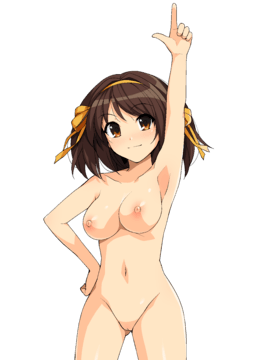 (s) Haruhi pointing up, cowboy shot by haruhisky (extracted)