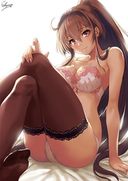 (e) Yamato in mismatched lingerie