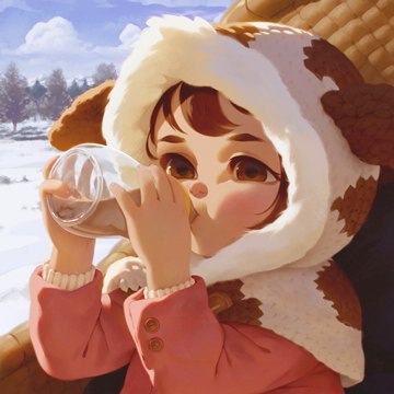 girl drinking cocoa in the winter by alkemanubis