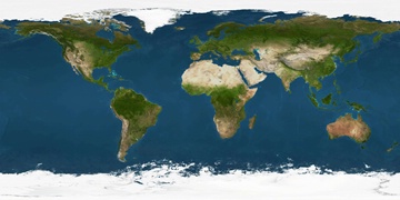 satellite image of the world in the Mercator projection