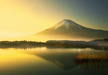 Mount Fuji from Lake Yamanaka in the morning, Japan