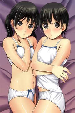 (e) two girls in white underwear