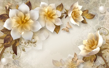 3D flowers over 2D graphics