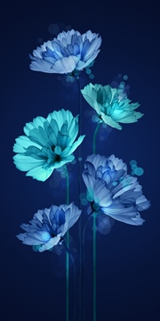 teal-blue flowers