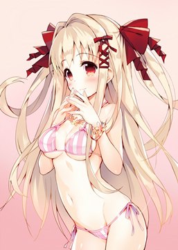 (e) girl with red ribbons and pink underwear by meito