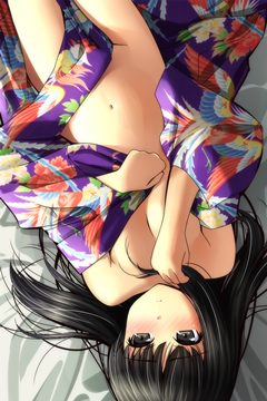(e) reclining with kimono loosely over her body