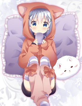 Kafuu Chino and Tippy on bed