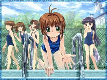 ! 1165625456220 Sakura and friends by the pool