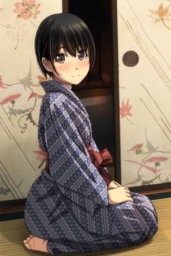 kneeling in kimono