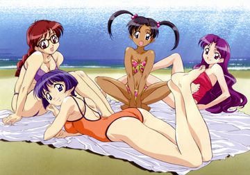 Aoi, Chika, Taeko & Mayu on the beach by fumizuki kou