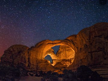 Double Arch Panorama from Outside, Arches NP, Utah, USA