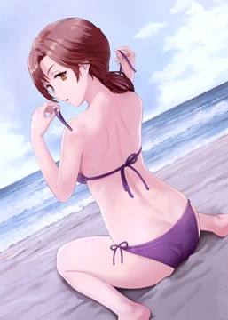 (e) Nitta Minami tying bikini bra