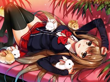 (e) girl surrounded by bunnies by tomose shunsaku