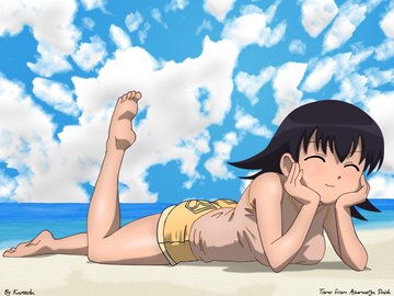 Azumanga-Daioh Tomo At The Beach