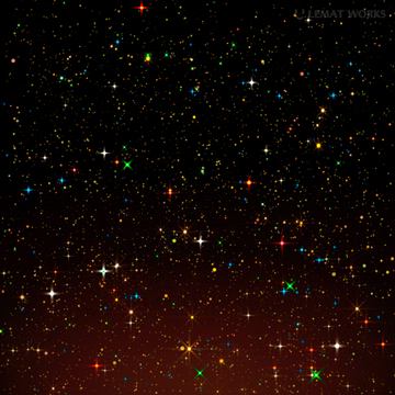 multi-colored stars going down