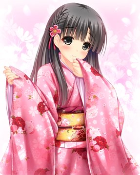 Kobayakawa Sae in pink kimono