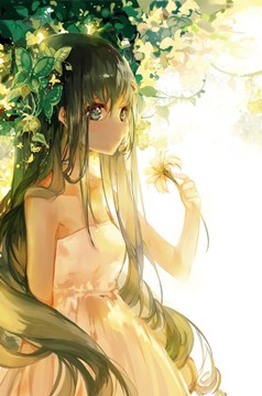 Hatsune Miku holding a flower