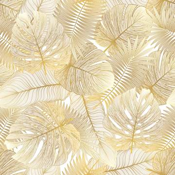 golden tropical leaves (tiling wallpaper)