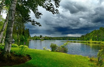 dark clouds above a lake in Qubec, Canada