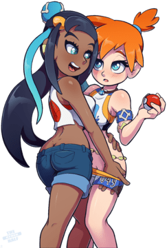 (y) (z) Nessa pulling Misty's shorts down by the other half (extracted)