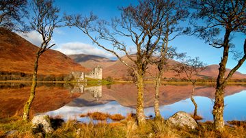 Kilchurn Castle reflecting in Loch Awe, Argyll and Bute, Scotland