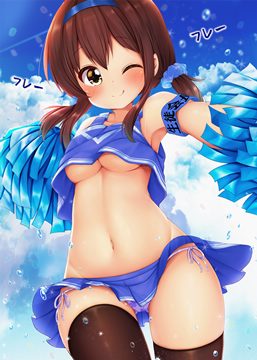 (e) Kaichou-chan as a cheerleader in blue by minato