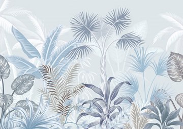 pale blue vectored tropical plants