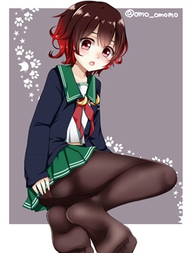 (e) Mutsuki flashing pantsu through pantyhose