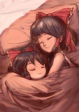 hakurei reimu girls sleeping