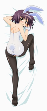 (s) Yuki crawling on bedsheet, torn pantyhose (dakimakura)