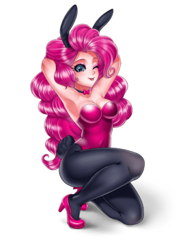 (e) Pinkie Pie crouching in a bunnysuit by racoon-kun