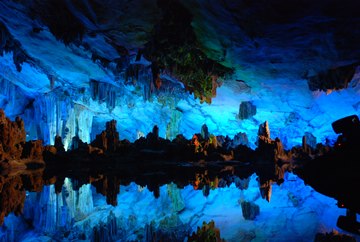 underground lake in the Reed Flute Cave (Lu Di Yan) near Guilin, China