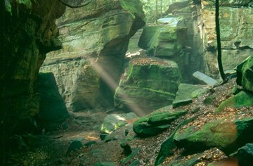 mossy rocks in the Cuyahoga Valley National Park, Ohio, USA